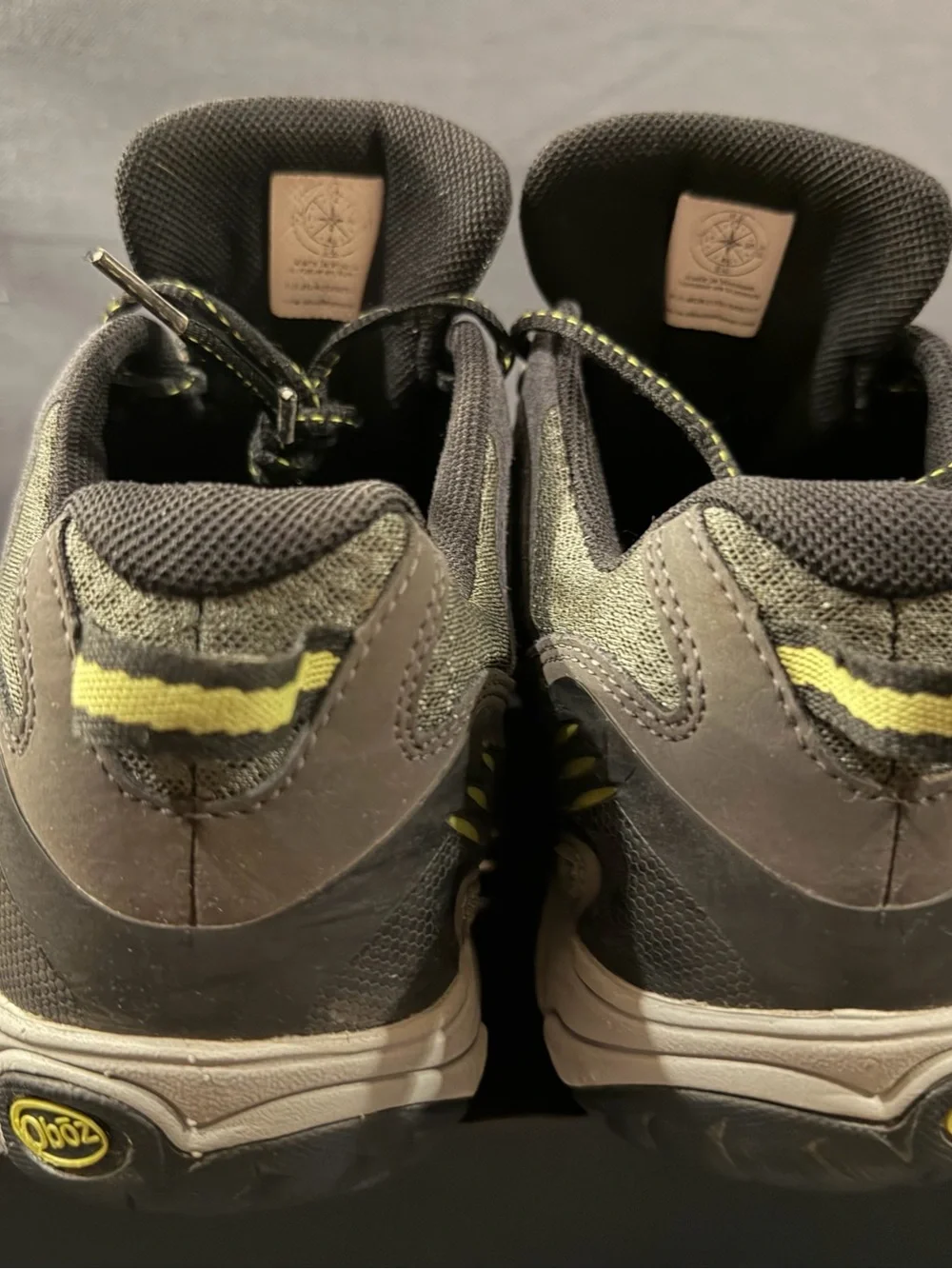 Oboz Men's Gray and Yellow Waterproof Trail Boots